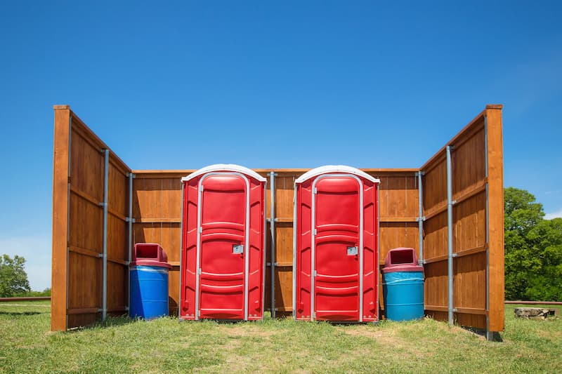 Short-term porta potty units staged for delivery in Kent, Ohio
